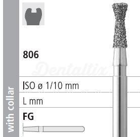 Fraise diamantée 806 FG cône inversé (6 pièces)