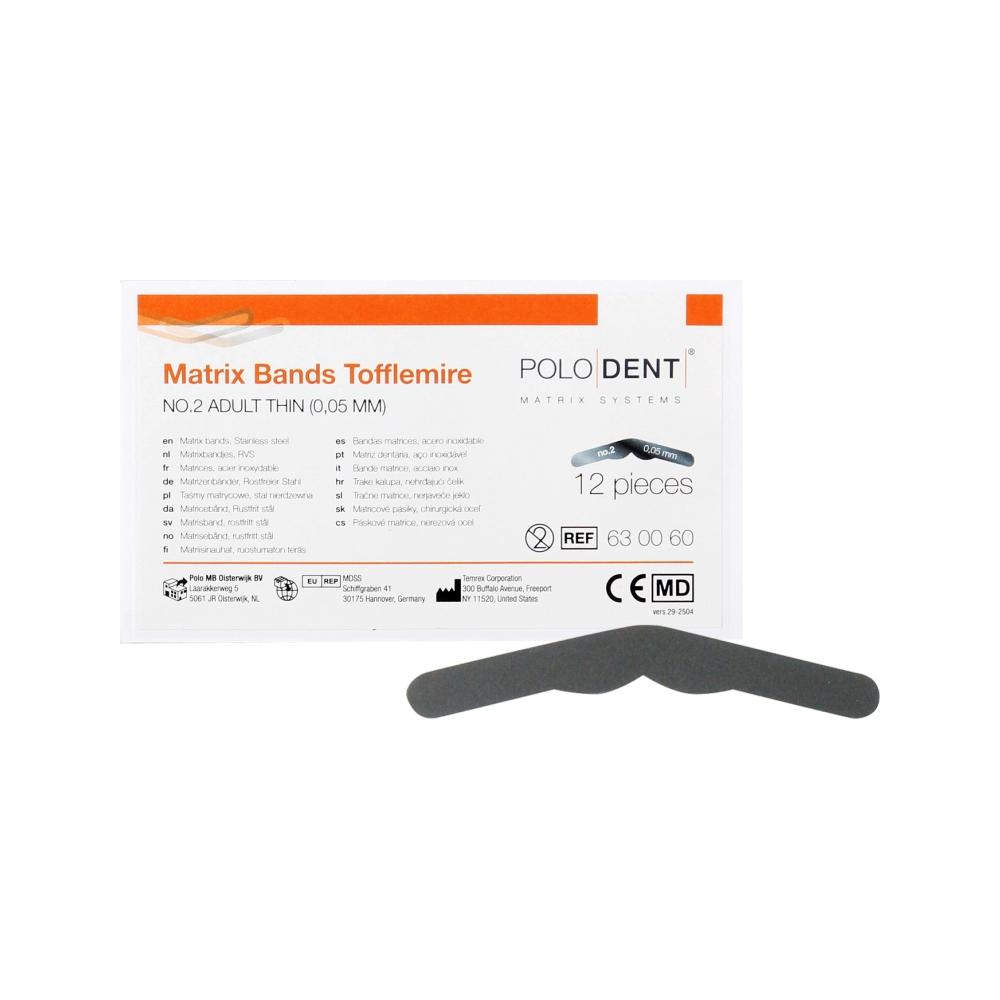 PoloDent Matrices no.2 Tofflemire fin 0,05 mm 12 pcs