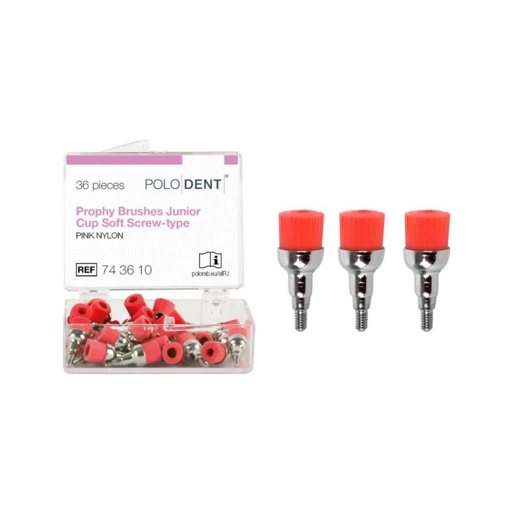PoloDent Brossettes à polir cupule Junior rose souple Screw-type 36 pcs