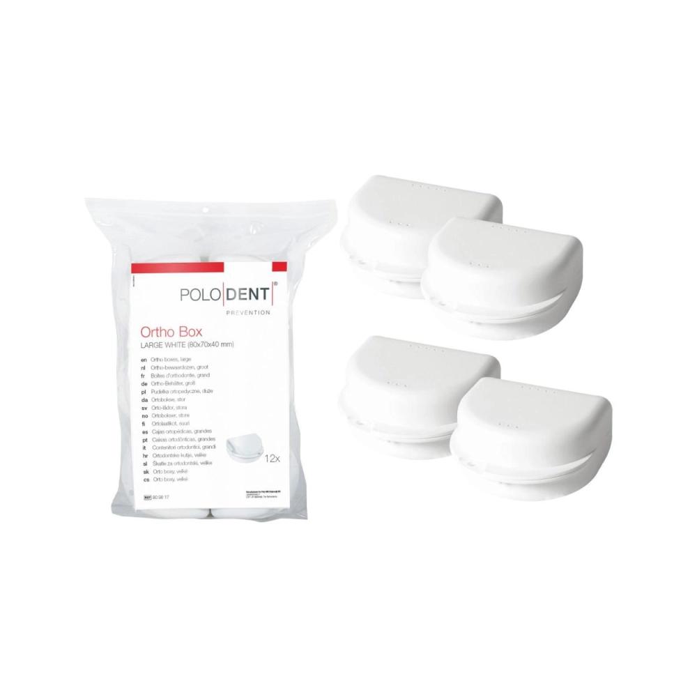PoloDent Boites d'orthodontie large blanc 80x70x40 mm 12 pcs