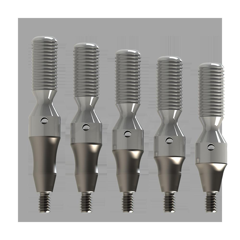 Implantaten met miniconische abutments, interne connectie 4,0 en 5,0 mm