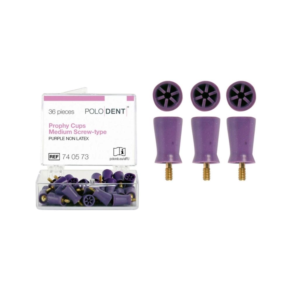 PoloDent Cupules à polir Non Latex violet medium Screw-type 36 pcs