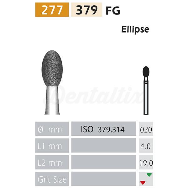 Fraise diamantée 379 FG en forme d'œuf BADER (5 pièces)