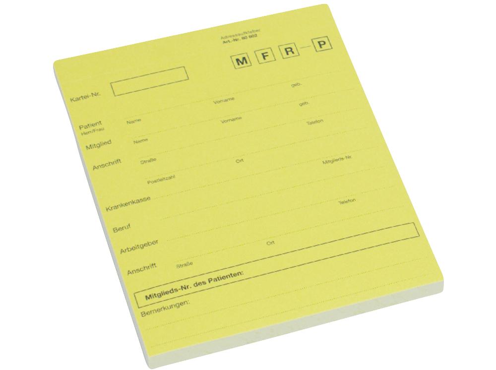 Feuille d'adresse A5 jaune 50p.