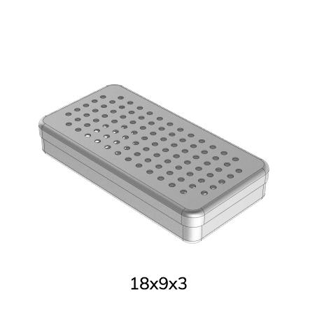 BOITE ALUMINIUM PERFOREE - 18X9X3CM