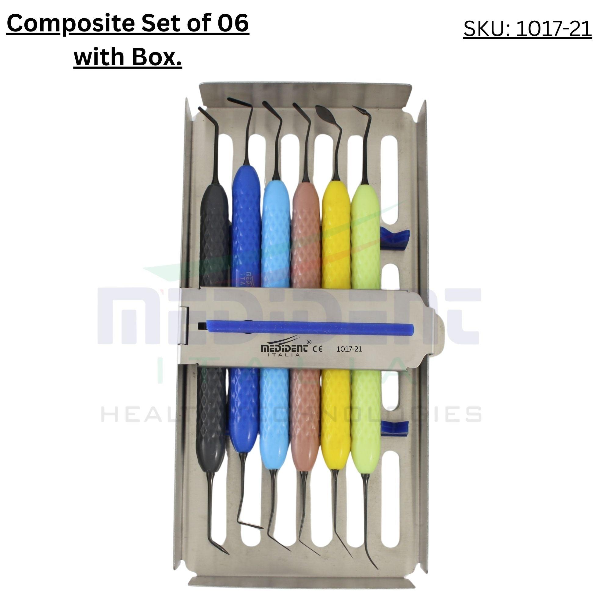 Set de 6 instruments pour composite (pointes noires) avec boîte réf. 1017-21