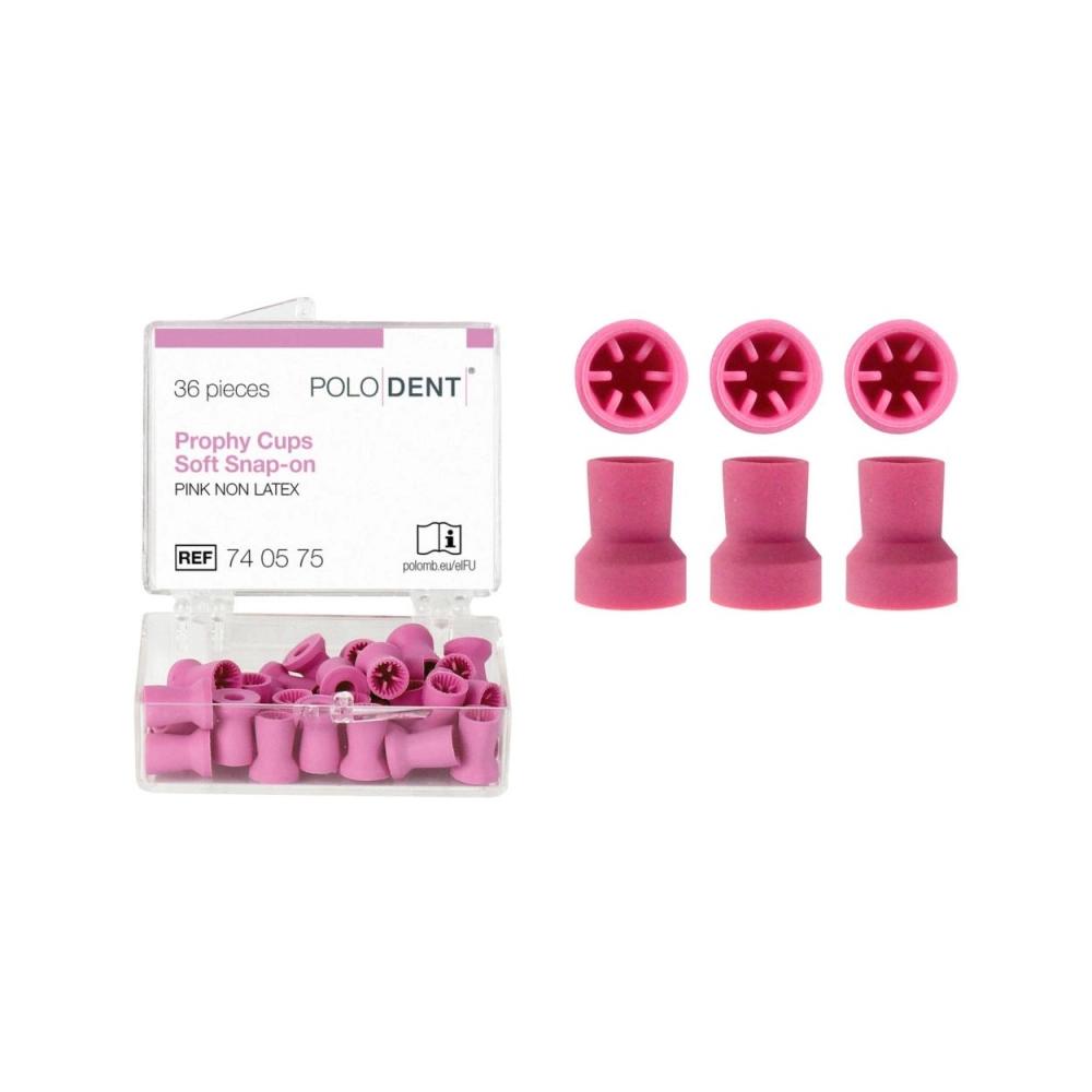 PoloDent Cupules à polir Non Latex rose souple snap-on 36 pcs