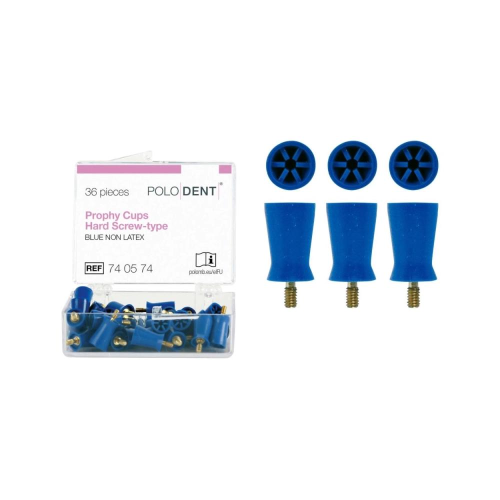 PoloDent Cupules à polir Non Latex bleu dure Screw-type 36 pcs