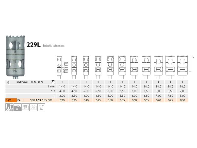 229 L instrument en acier chirurgical