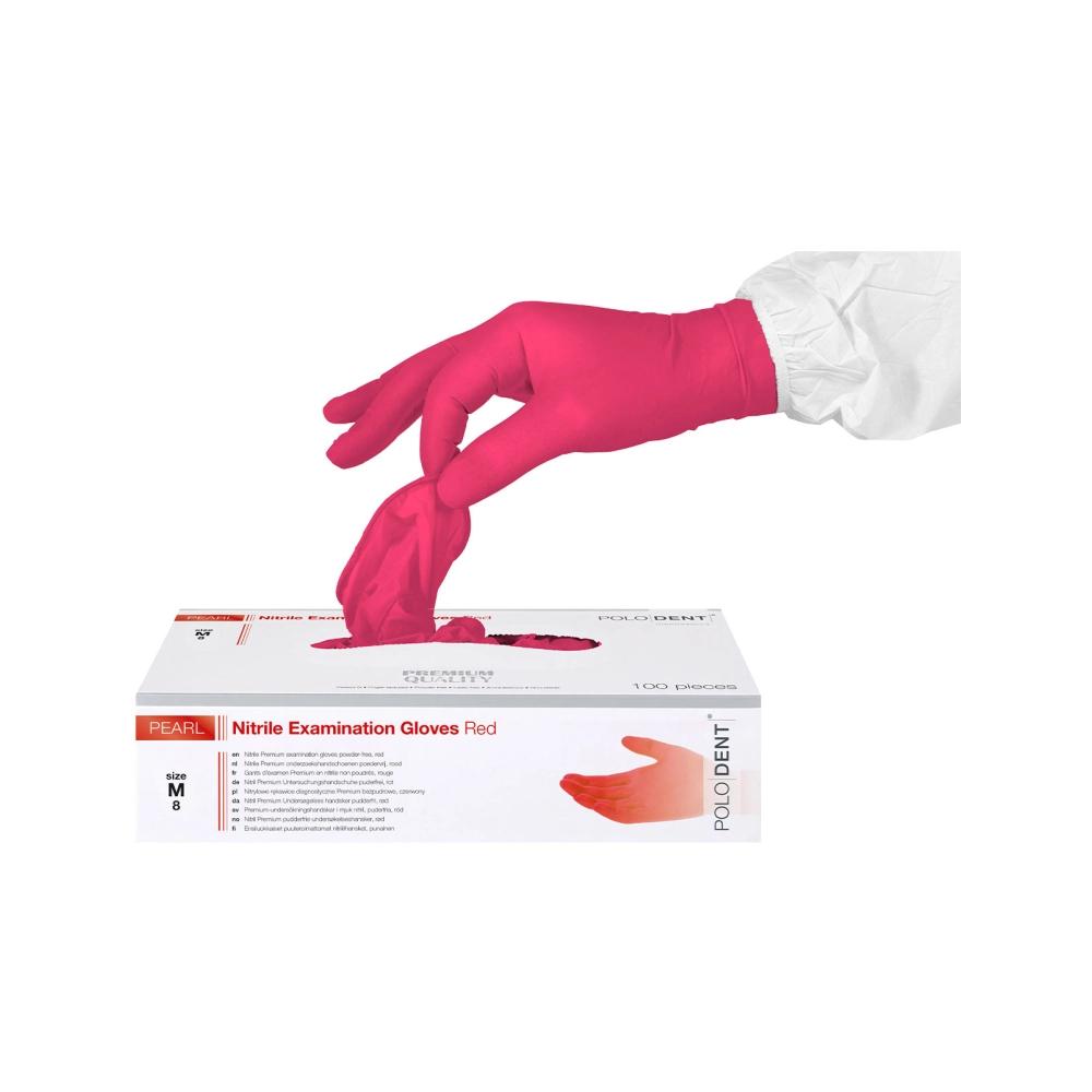 PoloDent Pearl nitrile non poudrés rouge medium 100 pcs