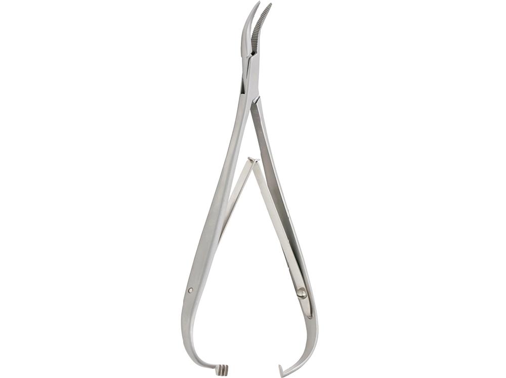 Porte-aiguille Mathieu orthodontique pour ligatures élastiques, courbé