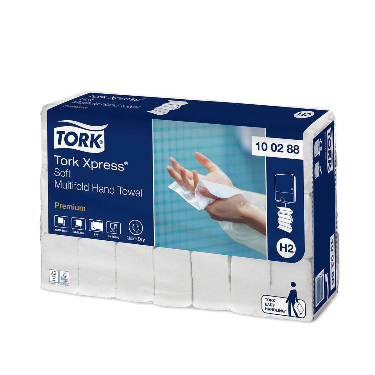 Tork Xpress® Premium Soft Essuis-mains plis multiple 21x34cm (2-épaisseurs)