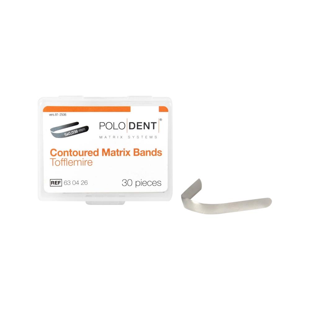 PoloDent Contoured matrices Tofflemire 5x0,038 mm 30 pcs
