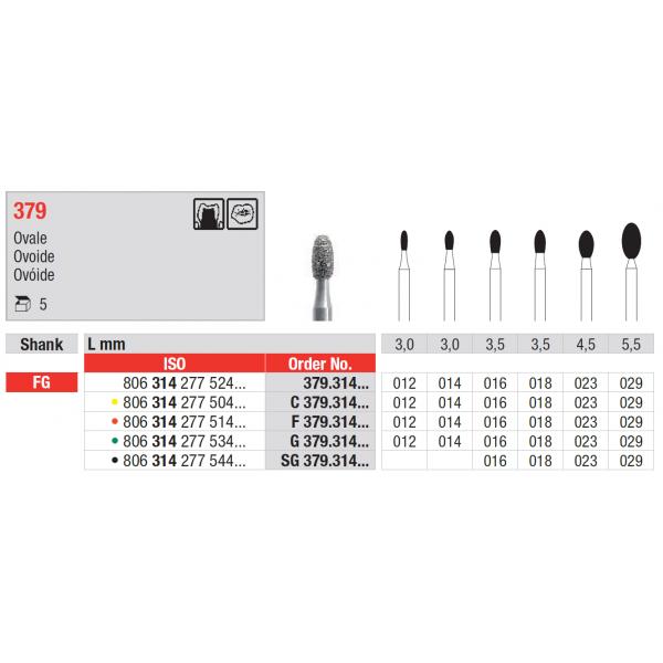 Edenta fraise diamantée œuf FG F 379.314.014 3 mm