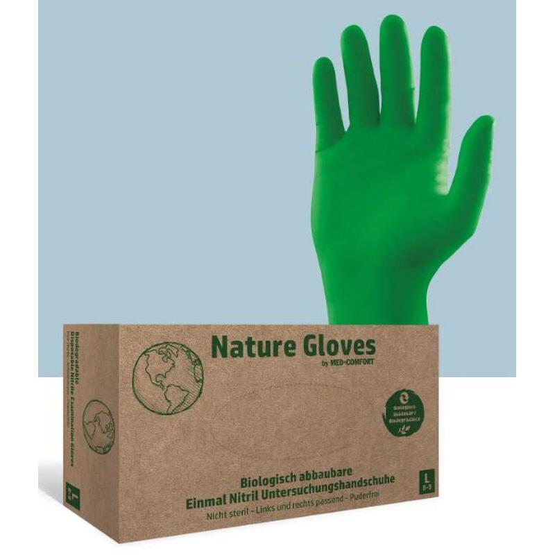 Med-Comfort Nature gants nitrile non poudrés bio vert (100 pcs)