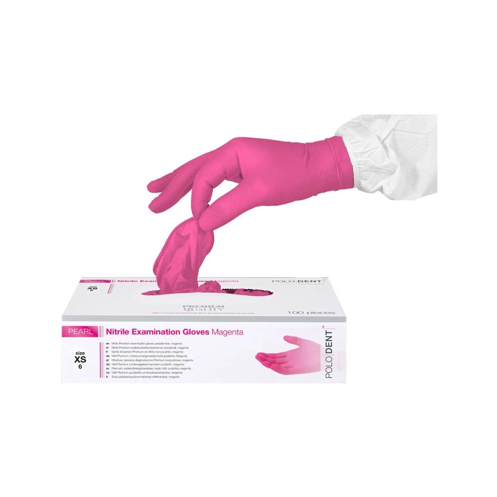 PoloDent Pearl handschoenen nitrile poedervrij magenta x-small 100 stuks