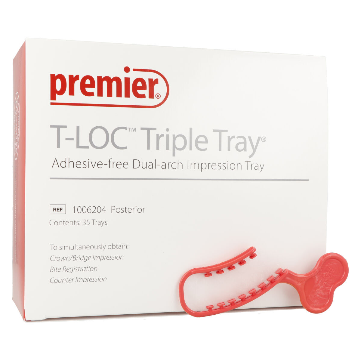 T-LOC™ Triple Tray® Porte-empreintes non perforé pour édenté postérieur - 35pces