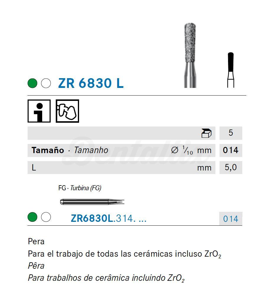 Fraise diamantée ZR830L pour FG en forme de poire (5 pcs)