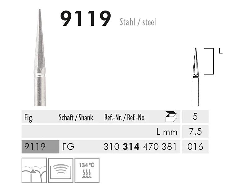 9119 FG 016 instrument en acier tartar removal